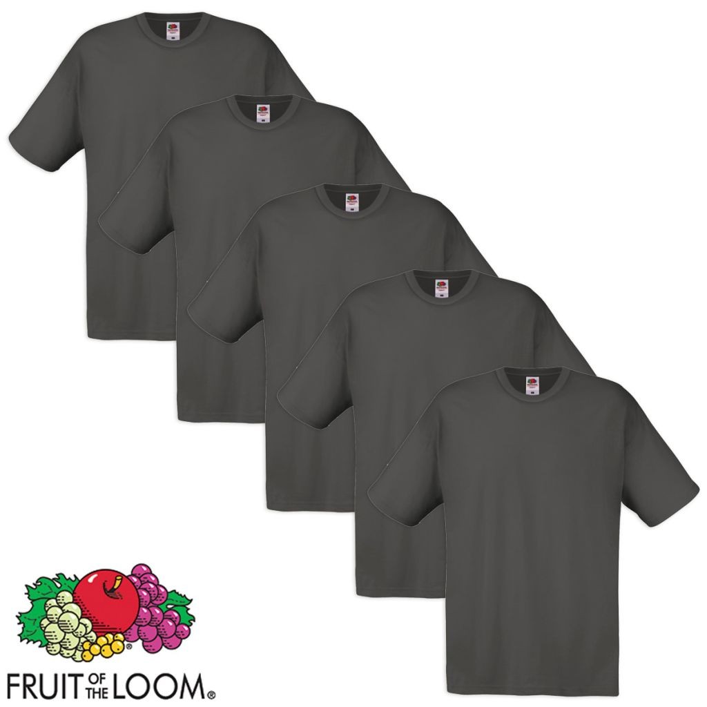 5 Fruit of the Loom Original T-shirt 100% Cotton Graphite S